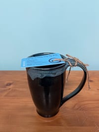 Image 2 of M47 Tall Slim Black Mug Speckled Blue Lip