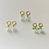 light blue glass flower gold huggie hoop earrings 
