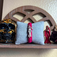 Image 3 of Red Eyed Santa Muerte Magenta Bracelet 
