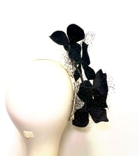 Image 3 of Black silk flower headpiece.
