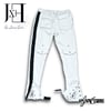 White/ Black “Breakaway Joggers” w/ Leather Stripe 