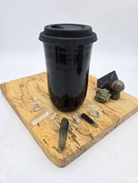 Image 3 of Black Full Moon Wolf Travel Mug