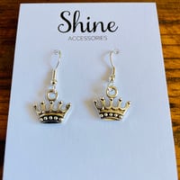 Image 2 of Set of 5 pairs of tiara crown charm earrings