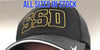 SALE: Black Nike Golf DriFIT Mesh Flex Sandwich SSD Gold Outline Logo Hat 