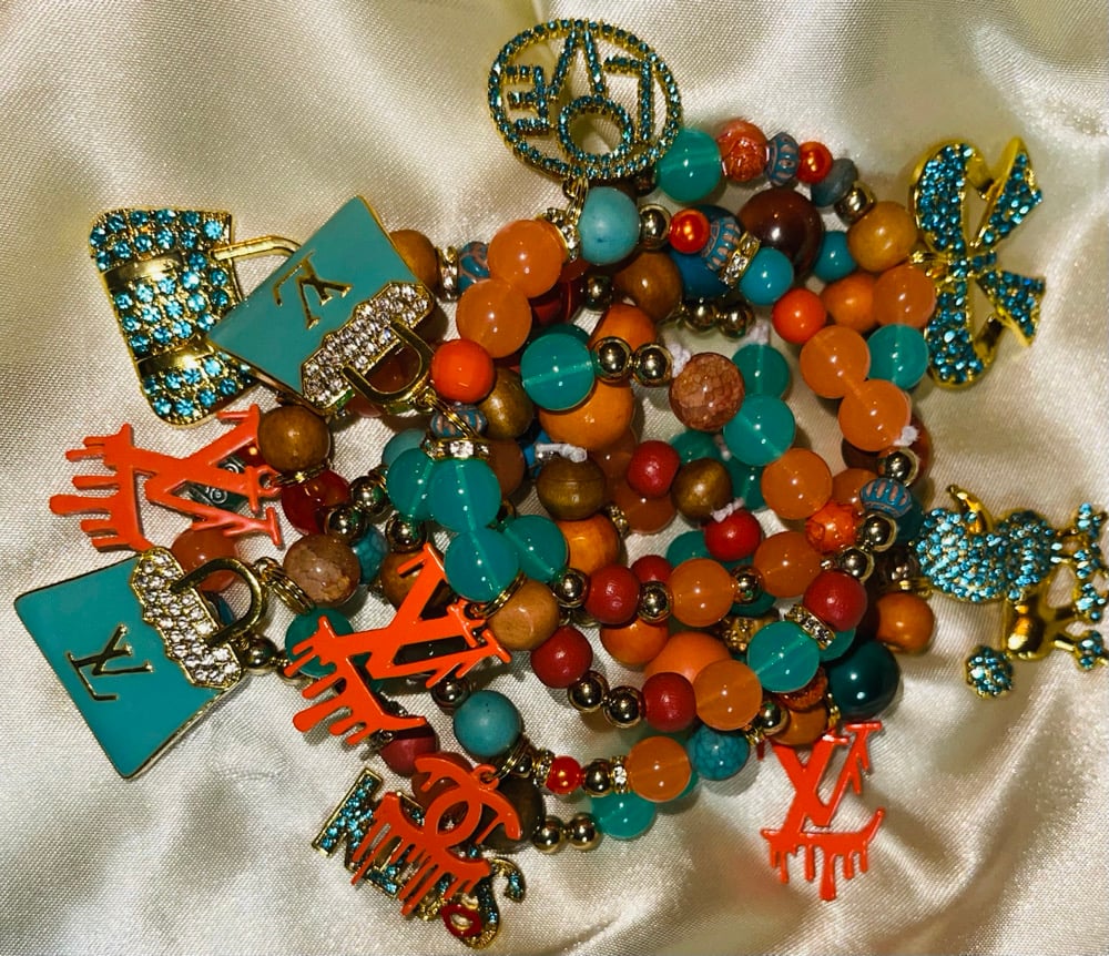 Image of Orange & Blue Stacked Bracelets 