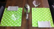 Image of 12 Piece Set - Polka Dots - Placemats w/Matching napkins OR Wine Glass Coasters