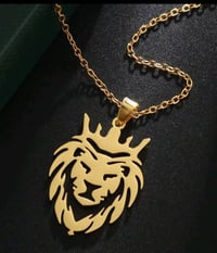 Image 1 of 1pc Hip Hop Lion Head Pendant Necklace 