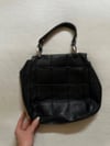 1960s midnight navy leather handbag