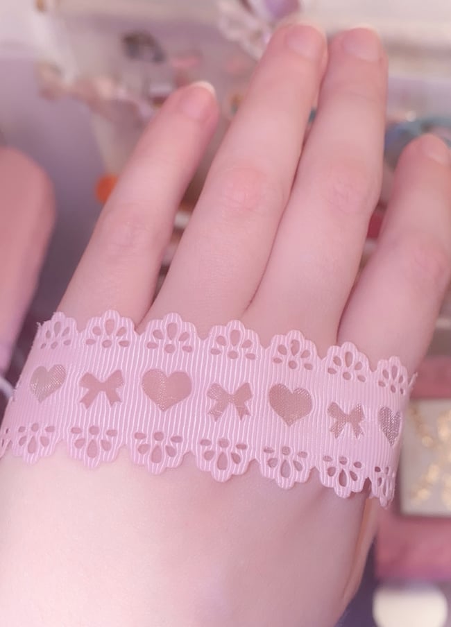 Bow and Heart Ribbon Choker