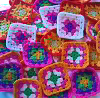 Image 1 of 20 Crochet Granny Squares Mixed Colour Scheme 3-inch