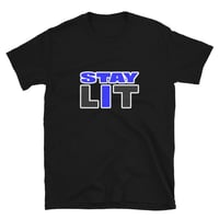 STAY LIT BLUE/BLACK Softstyle Short-Sleeve Unisex T-Shirt