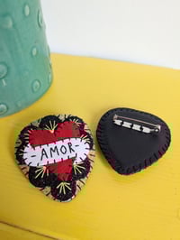 Image 2 of Amor Mexican Heart Brooch