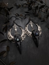 Image 3 of Silver black crow hangers w moonstone 