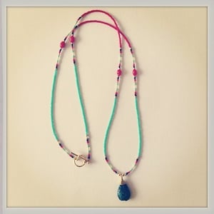 Image of Turquoise & Red Bamboo Coral Pendant Necklace