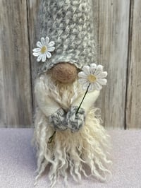 Image 3 of Lambswool grey & cream wee daisy gnome