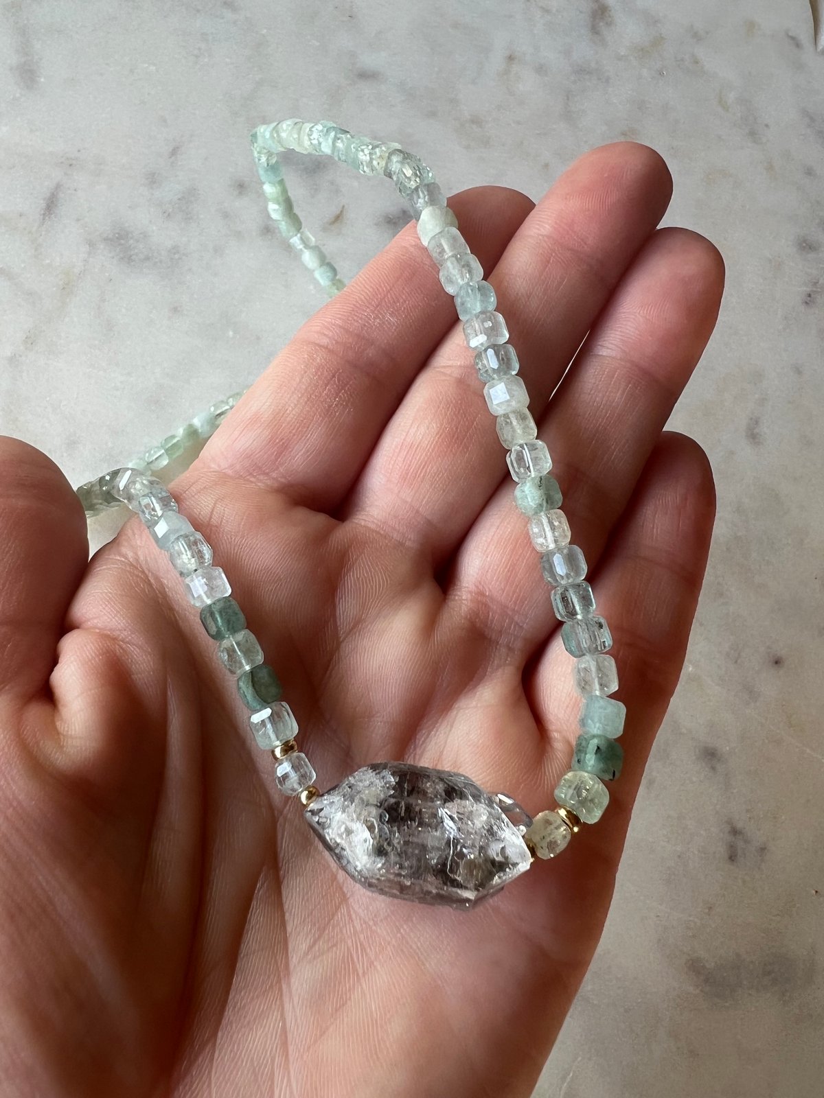 *new* HORIZONS-aquamarine + tibetan quartz