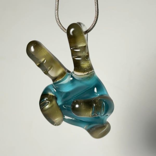 Image of Aqua and Pearl Peace Sign Mini