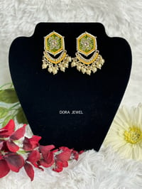 Image 3 of Kundan and Meenakari Earrings 