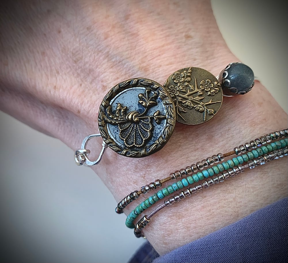 Image of "Sea & Sky" Vintage Button Bracelet