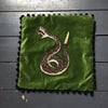 Green Velvet Snake Patch Cushion With Leopard Back