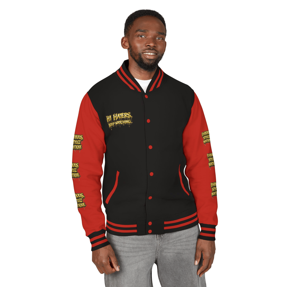Image of Unisex Letterman Jacket — "Bye Haters, Don't Believe Me? Just Watch" Varsity Jacket