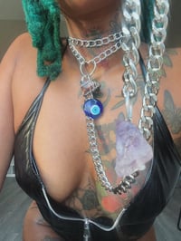 Image 1 of Crystal Healing Thigh Garter and Choker with Leash✨