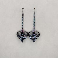 Rainbow Niobium Chainmaille Heart Earrings