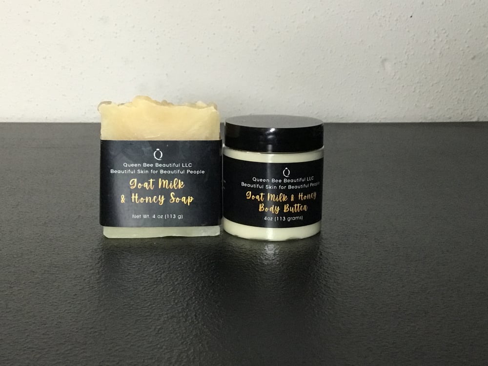 Image of Goat Milk & Honey Soap and Body Butter Set w/ soap saver included