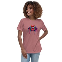 Image 11 of Women's Relaxed T-Shirt, Rainbow Lips Dripping Paint Retro Tee