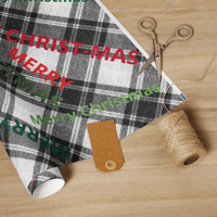 Image 3 of Wrapping paper roll (Merry Christmas on Black and white plaid)