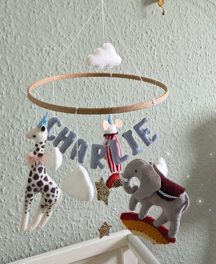 Image of Personalised CHARLIE Circus theme Mobile.