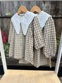 Image 1 of Plaid Dress Large Collar Cream