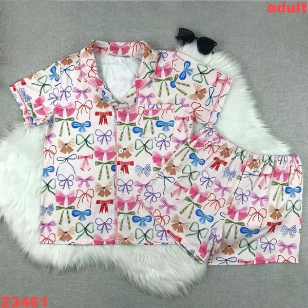 Image of 2pc ADULT BOW PJS 