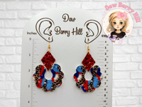 Red, Blue, & Leopard Earrings