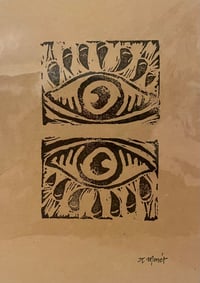 Image 1 of Hand-carved Eye Linocut Prints 4x6”