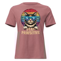 Image 7 of Stay Pawsitive Cat Women's Shirt – Cute Retro Cat Graphic Tee | Positive Cat Lover Shirt