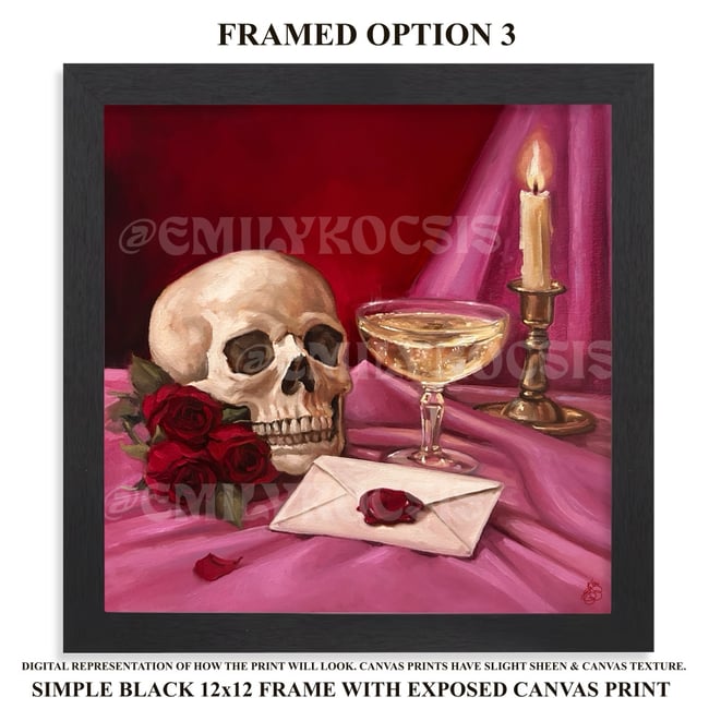 Original Painting & Prints // Love Letter Valentine Skull Still Life