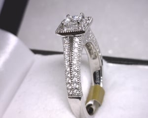 Image of 14K White Gold Diamond Engagement Ring(.28CT Princess Center)