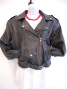 Image of 1980s Black Biker Jacket UK 12