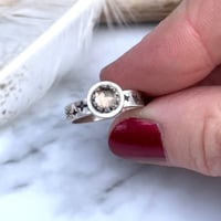 Image 1 of Handmade Sterling Silver Celestial Smoky Quartz Star Ring 925
