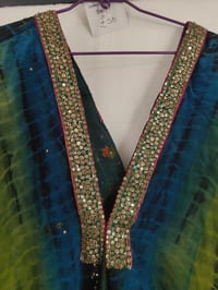 Image 3 of Wanderlust maxi dress Sari tie dye GREEN BLUE