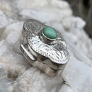 Image 1 of Vintage Cloud Shaped Sterling Silver Pill / Trinket Box with Damele Turquoise