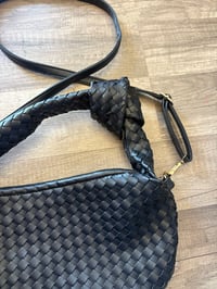 Image 2 of Black weave bag with strap