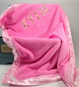 Image of Pink Personalized B. Covered Blanket