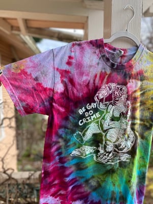 Image of MEDIUM Godzilla Be Gay Do Crime Tie Dye Shirt 6