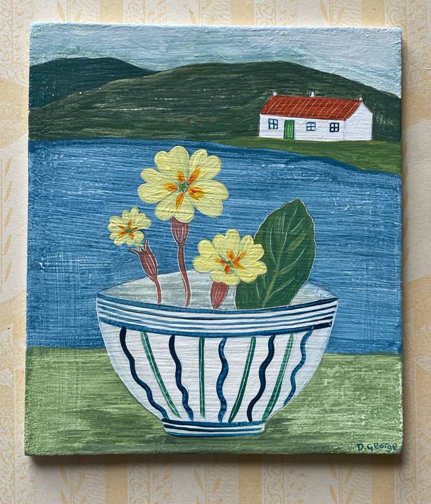 Image of Scottish Bothy and Primroses 