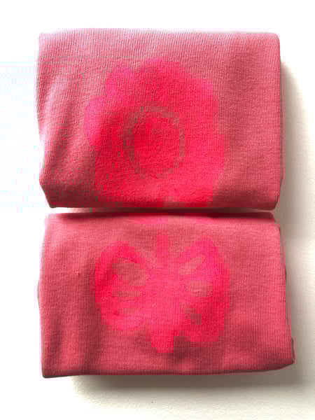 Image of hot pink hand printed flower baby tee