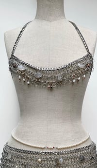 Image 1 of Chainmail Top, Natural Crystal and Peal embellished