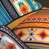 Image 6 of Southwestern diamond print cushion cover in blue green or orange