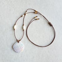 Image 3 of Mother of pearl necklace - Adjustable hippie boho choker necklace 